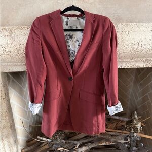 Burnt Red Blazer with Floral Lining